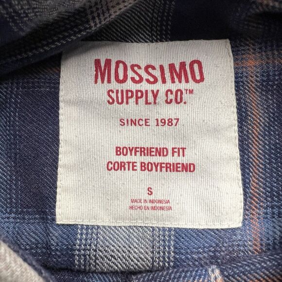 Mossimo Supply Co. Boyfriend Fit Fannel Shirt Women's Small Navy Plaid - Picture 3 of 7